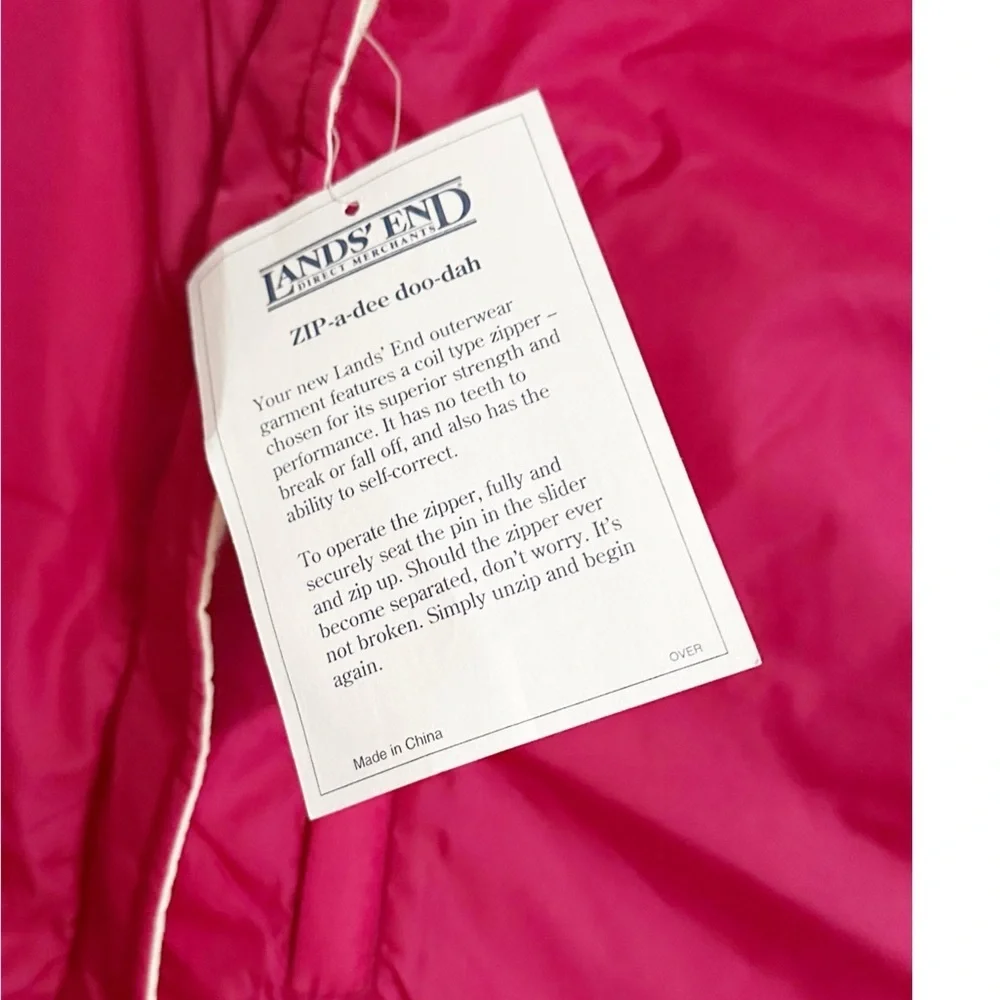 Land End’s Reversible Puff Vest Cream/Pink NWT Sz L - Picture 7 of 7